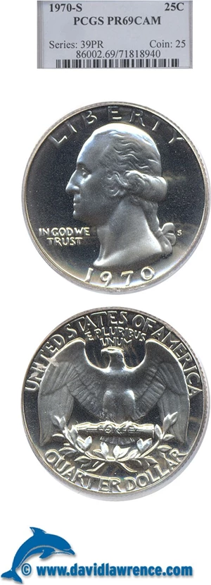 image for: 1970-S 25c PCGS Proof 69 Cameo