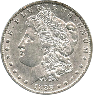 image for: 1888-O $1 PCGS AU50 (VAM-24, Oval O)