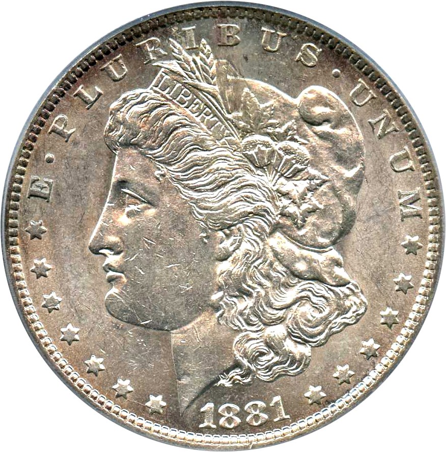 image for: 1881-O $1 PCGS AU58 (VAM-27, Doubled Ear)