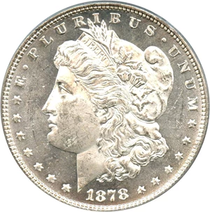 image for: 1878 7TF $1 PCGS/CAC MS62 (Reverse of 1878, VAM-169, Quad Stars)