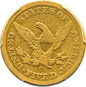 image for: 1855-O $5 PCGS/CAC F12