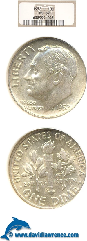 image for: 1952-D 10c NGC MS67