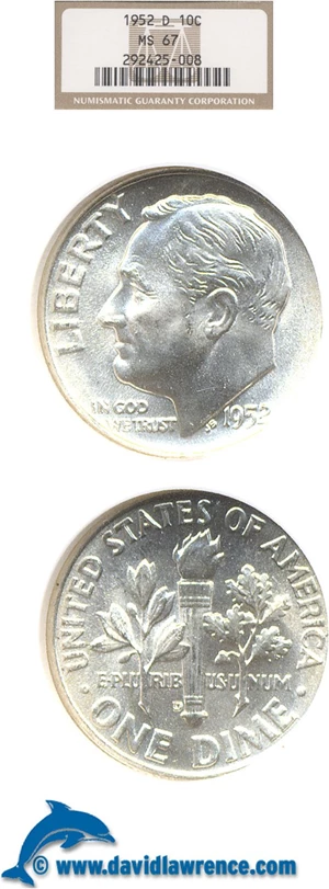 image for: 1952-D 10c NGC MS67