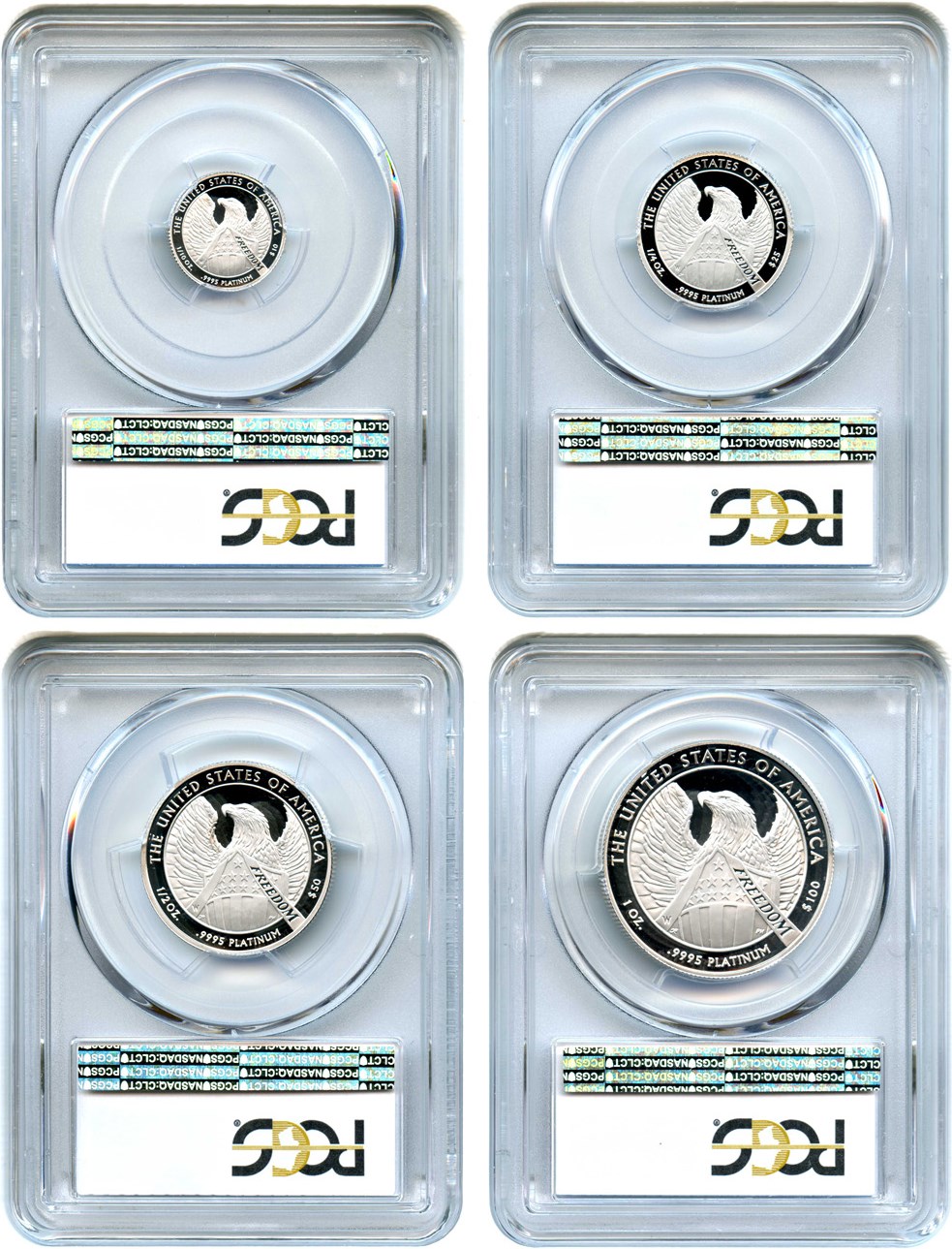 image for: 2007-W Statue of Liberty Platinum Eagle Set PCGS Proof 69 DCAM (4 Coins)