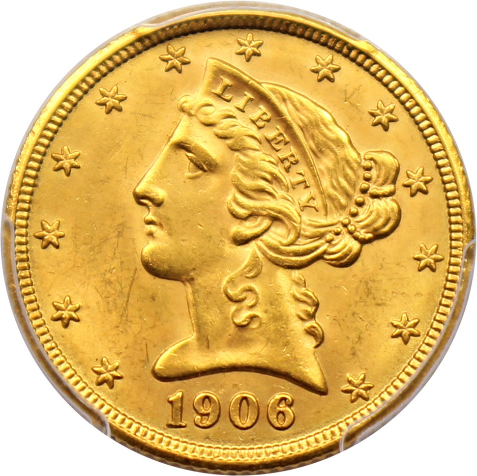 image for: 1906-D $5 PCGS MS64