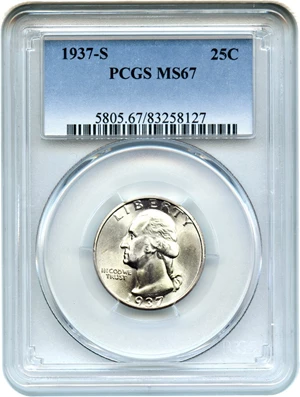 image for: 1937-S 25c PCGS MS67