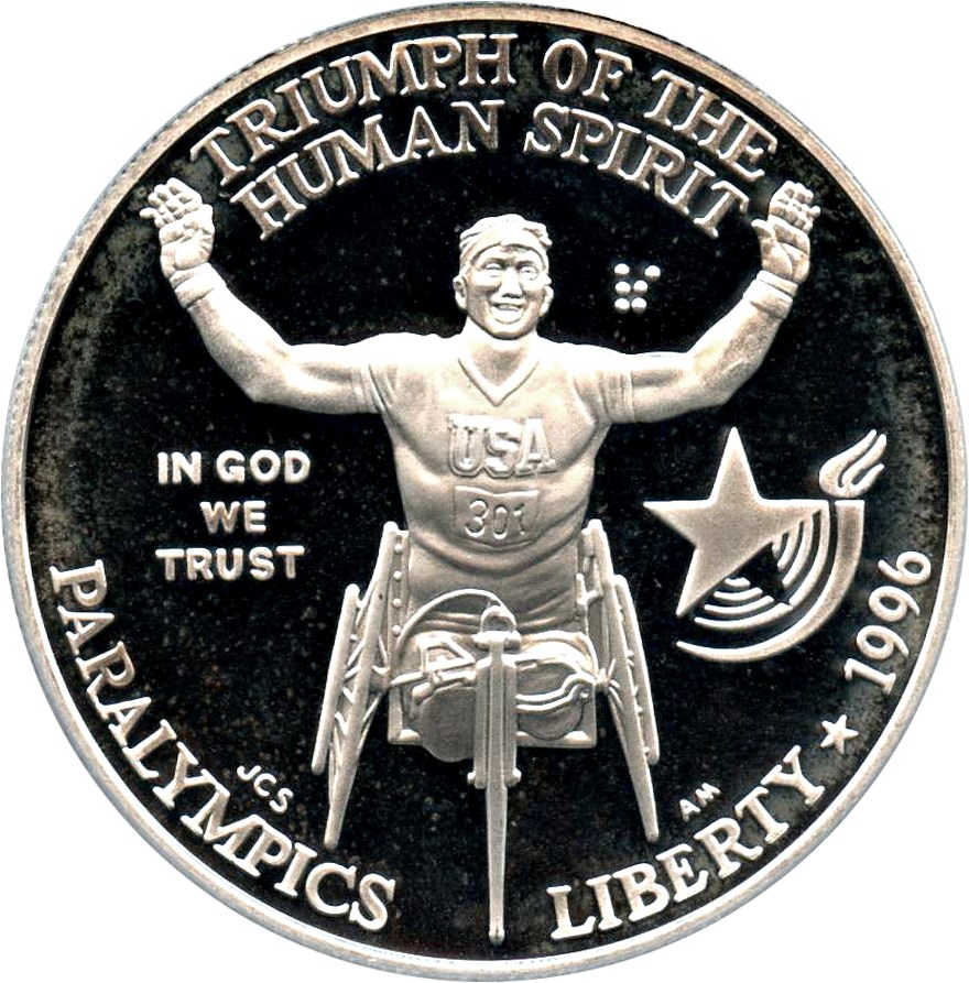 image for: 1996-P Paralympics Wheelchair $1 PCGS Proof 69 DCAM