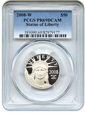 image for: 2008-W Platinum Eagle $50 PCGS Proof 69 DCAM