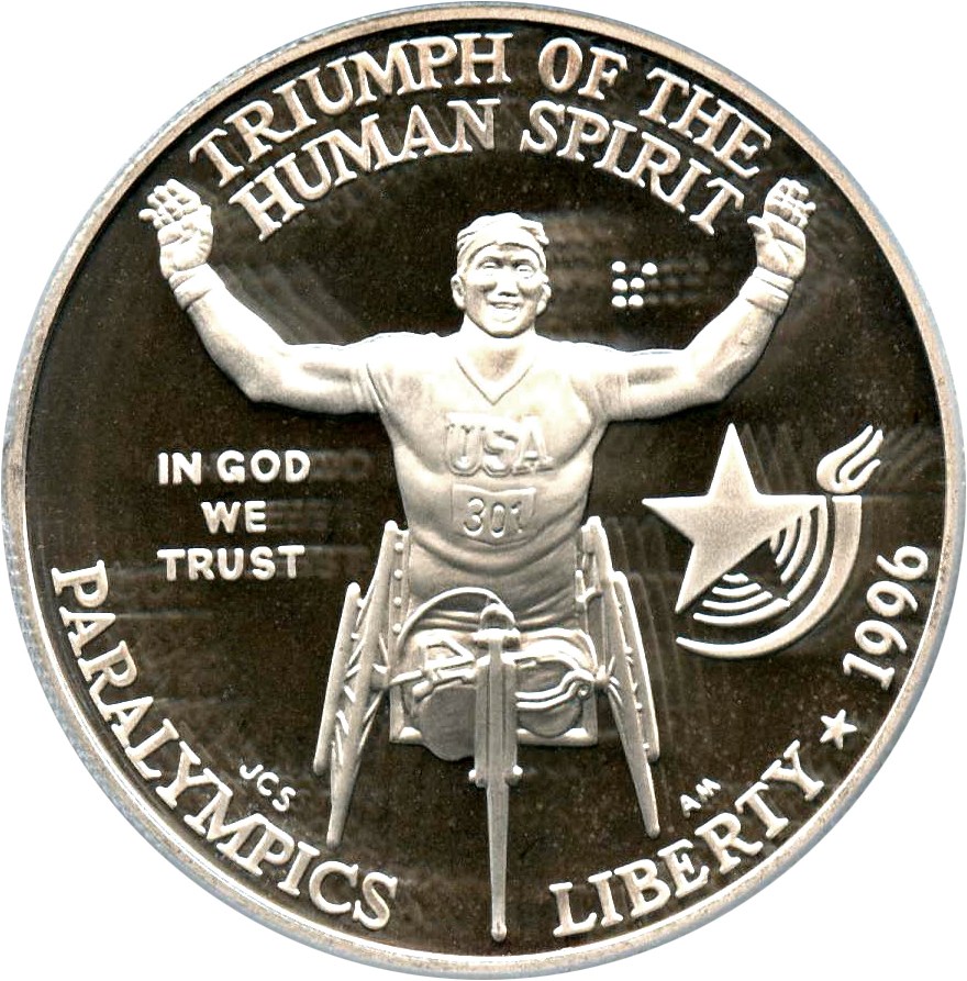 image for: 1996-P Paralympics Wheelchair $1 PCGS Proof 69 DCAM