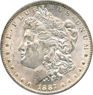 image for: Top 100 VAM: 1887/6-O $1 PCGS/CAC MS62 (VAM-3, 7/6)