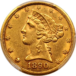image for: 1890-CC $5 PCGS/CAC AU53