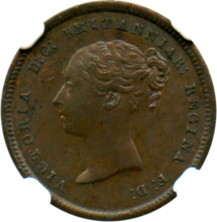 image for: 1844 Great Britain 1/2 Farthing NGC MS62 BN (KM #738)