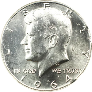 image for: Mint Error: 1964 50c NGC MS65 (Curved Clip @ 2:30)