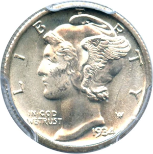 image for: 1934-D 10c PCGS MS65