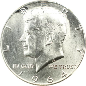 image for: Mint Error: 1964 50c NGC MS65 (Obverse Struck Thru)