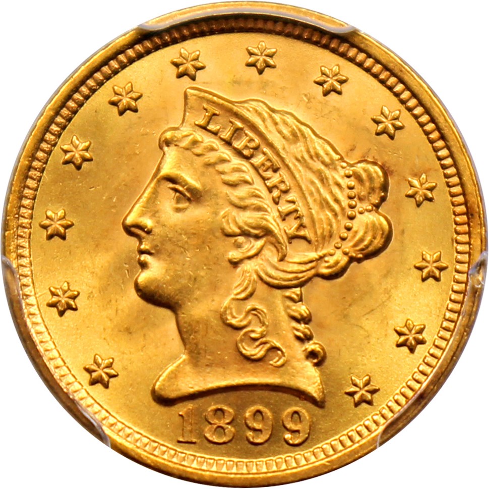 image for: 1899 $2 1/2 PCGS/CAC MS65