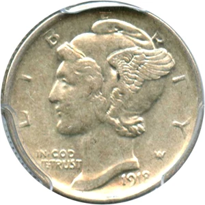 image for: 1918-D 10c PCGS AU53