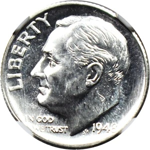 image for: 1948-S 10c NGC MS66 FB PL