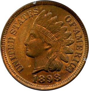 image for: 1898 1c PCGS/CAC MS64 RB (OGH Rattler Holder)