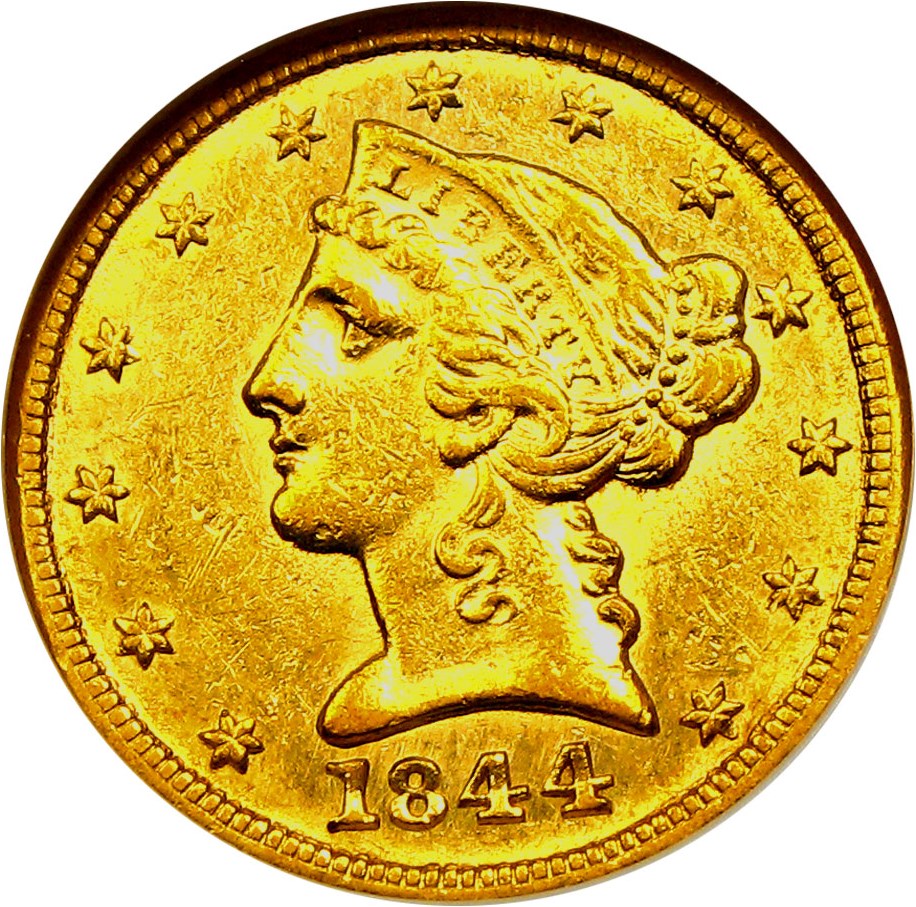 image for: 1844-C $5 NGC AU58