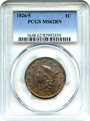 image for: 1826/5 1c PCGS MS62 BN