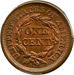 image for: 1856 1c PCGS/CAC MS64 RB (Slanted 5)