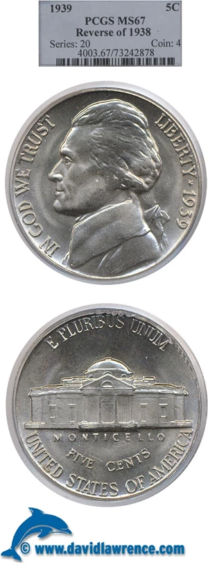image for: 1939 5c Reverse of 1938 PCGS MS67