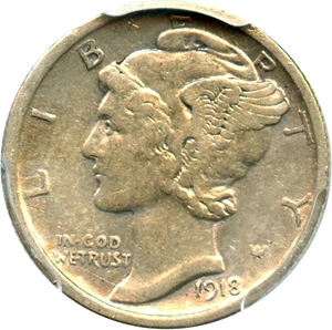 image for: 1918-D 10c PCGS XF45