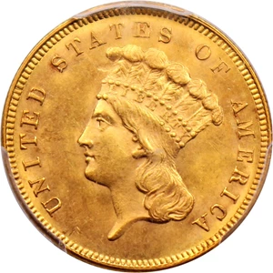 image for: 1859 $3 PCGS MS64