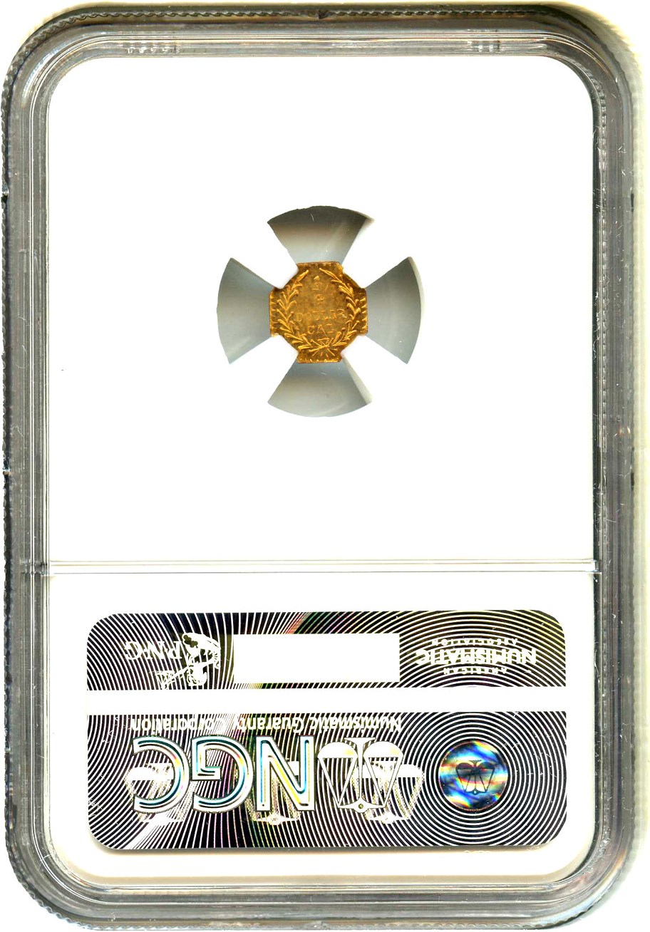 image for: 1880 Cal. Gold 25c NGC MS64 PL (BG-799X, Octagonal Indian)