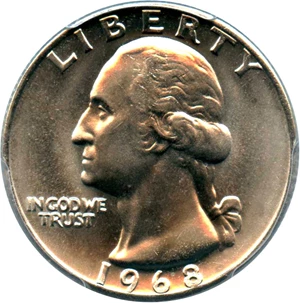 image for: 1968 25c PCGS MS67