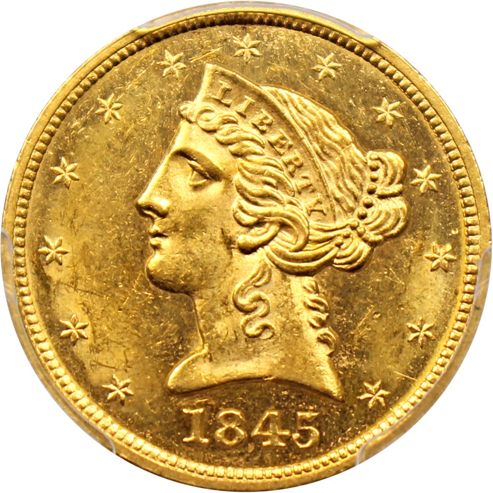 image for: 1845 $5 PCGS MS63