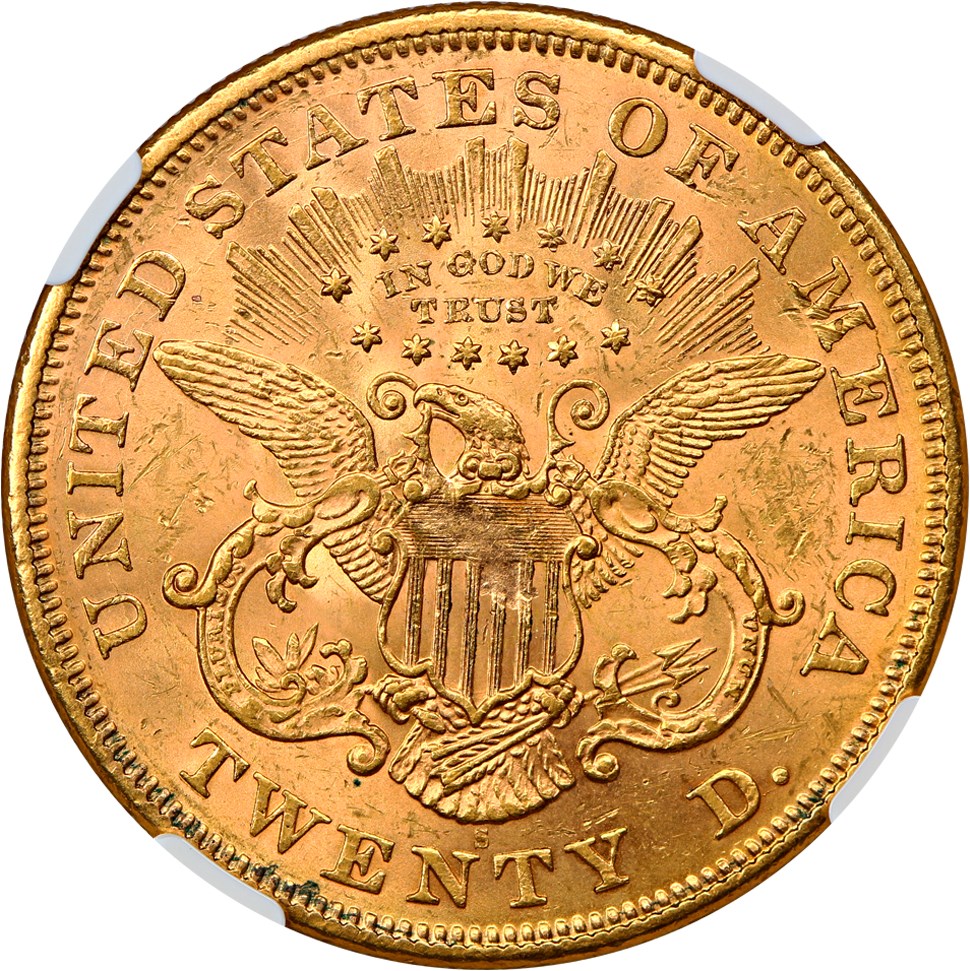 image for: 1873-S $20 NGC MS60 (Open 3)
