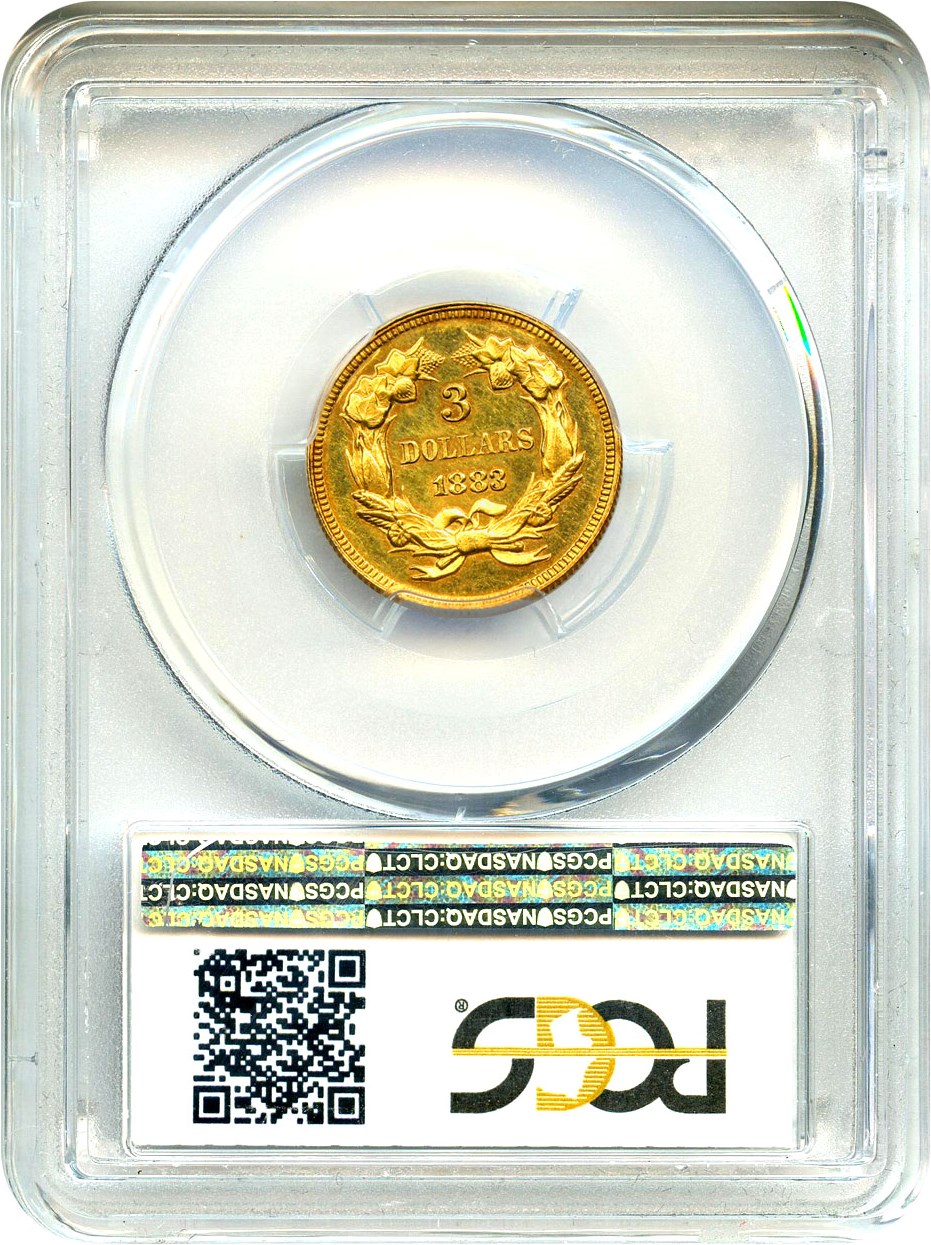 image for: 1883 $3 PCGS/CAC Proof 62 Cameo
