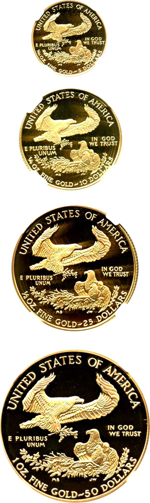 image for: 1995-W Proof Gold American Eagle Set NGC Proof 70 UCAM (4 Coins: $5, $10, $25, $50)