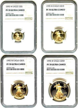 image for: 1995-W Proof Gold American Eagle Set NGC Proof 70 UCAM (4 Coins: $5, $10, $25, $50)