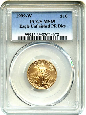 image for: 1999-W $10 Gold Eagle PCGS MS69 (Unfinished PR Dies)