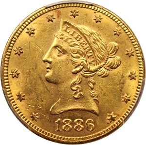 image for: 1886 $10 PCGS MS62