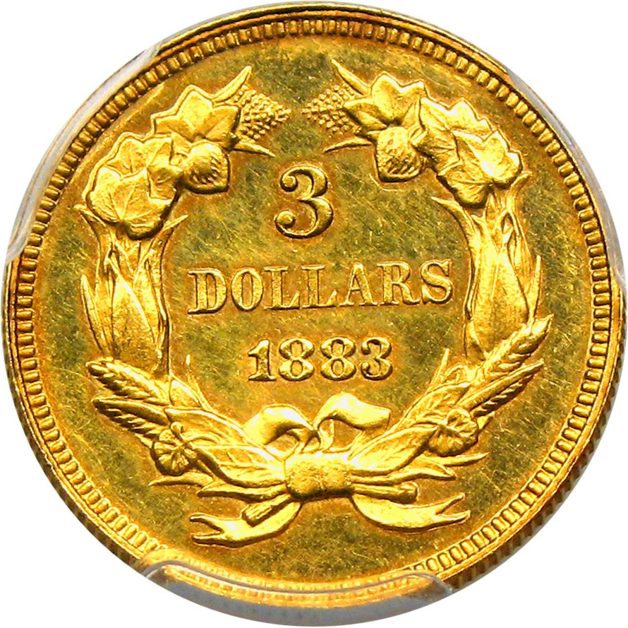 image for: 1883 $3 PCGS/CAC Proof 62 Cameo