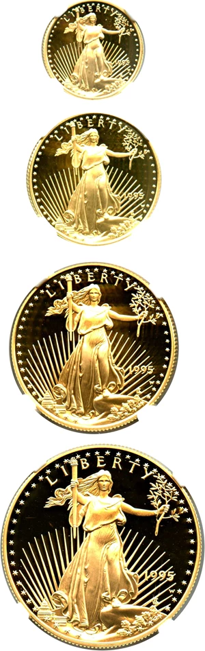 image for: 1995-W Proof Gold American Eagle Set NGC Proof 70 UCAM (4 Coins: $5, $10, $25, $50)
