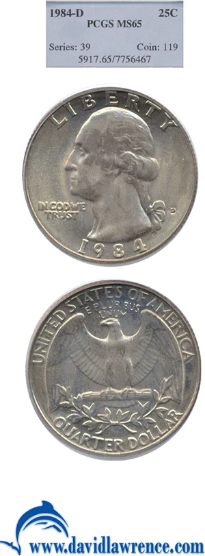 image for: 1984-D 25c PCGS MS65