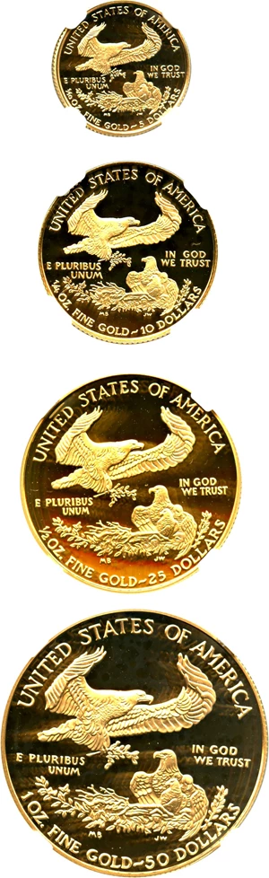 image for: 1995-W Proof Gold American Eagle Set NGC Proof 70 UCAM (4 Coins: $5, $10, $25, $50)