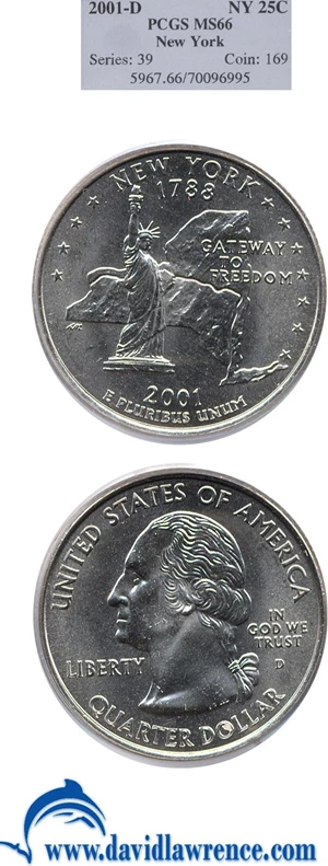 image for: 2001-D 25c New York PCGS MS66