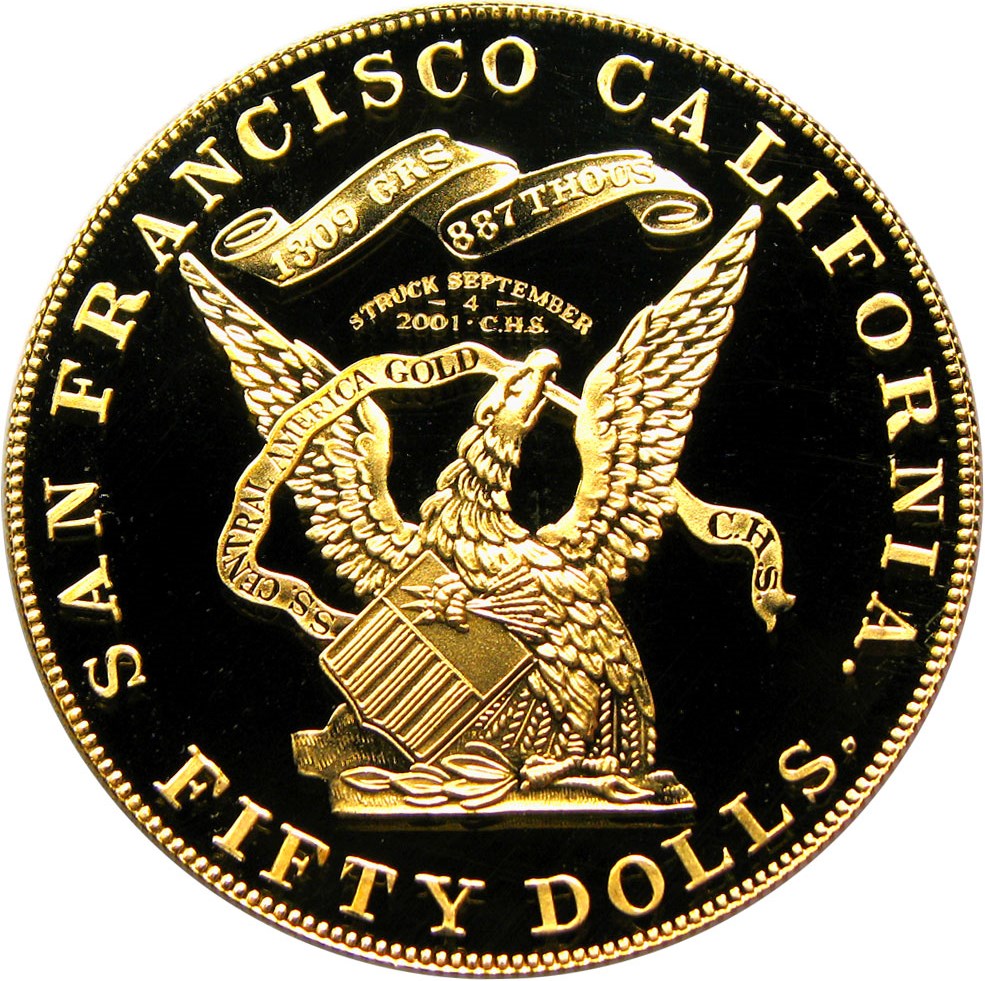 image for: SS Central America Shipwreck: 1855 Kellogg $50 Restrike PCGS Gem Proof