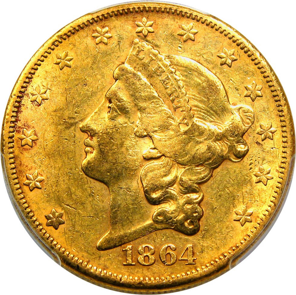 image for: 1864-S $20 PCGS AU53