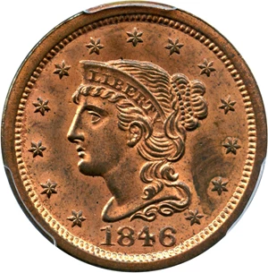 image for: 1846 1c PCGS UNC Details (Env. Damage, Small Date)