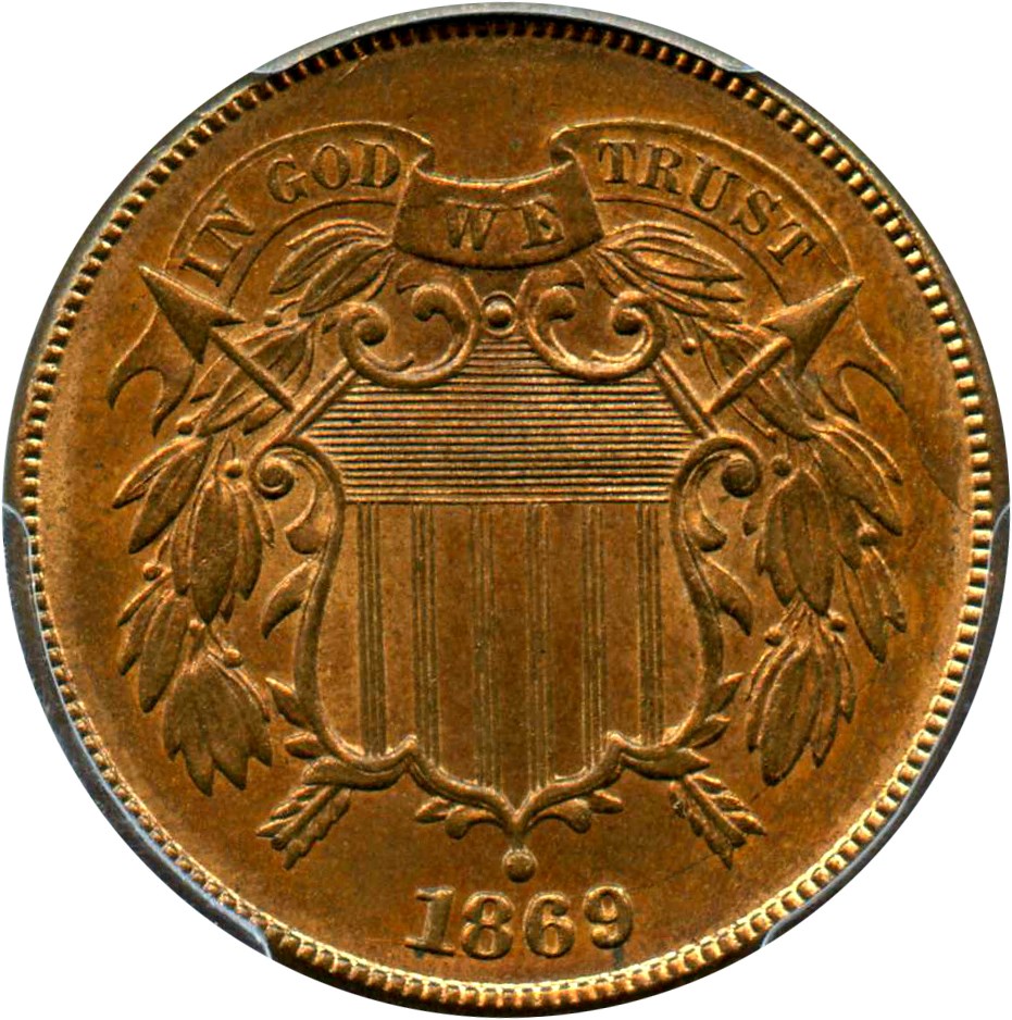 image for: 1869 2c PCGS/CAC MS65 RB