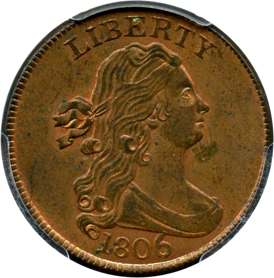 image for: 1806 1/2c PCGS MS62 RB (Large 6, Stems)