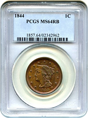 image for: 1844 1c PCGS MS64 RB