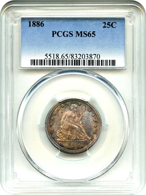 image for: 1886 25c PCGS MS65